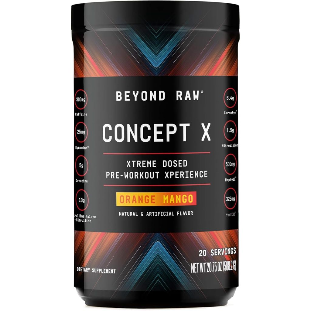 BEYOND RAW Concept X, Pre-Workout Powder, Orange Mango, 20 Servings