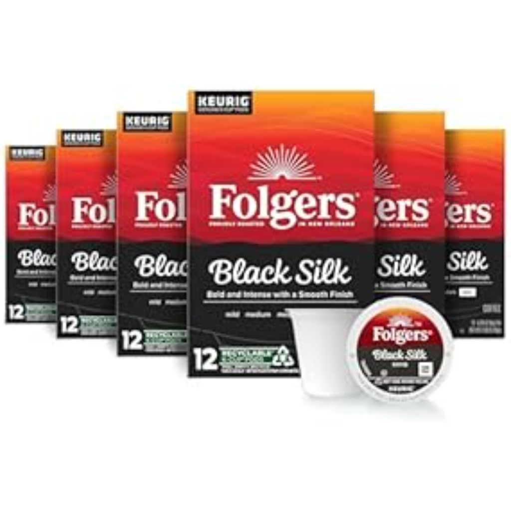 Folgers Black Silk Dark Roast Coffee, 72 Keurig K-Cup Pods