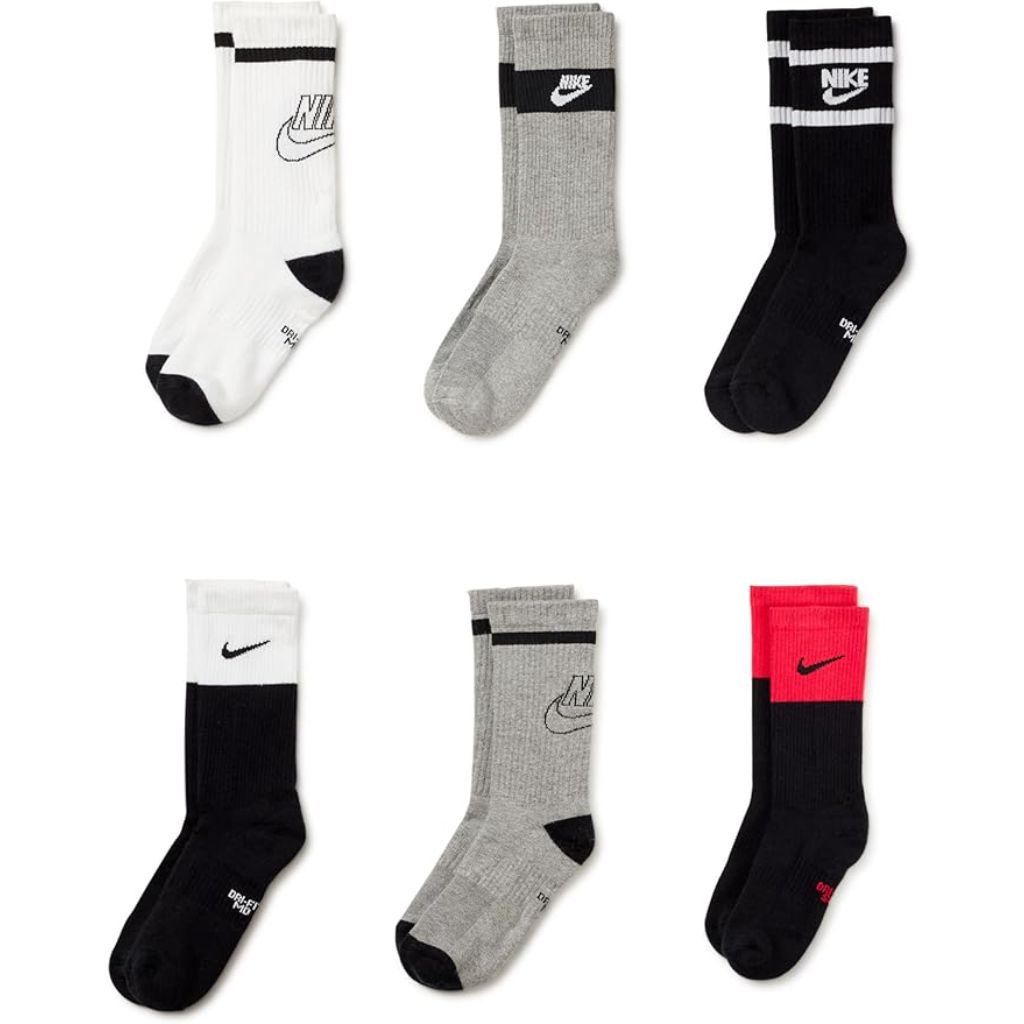 Nike unisex-child Everyday Cushioned Crew Socks (6 Pairs)