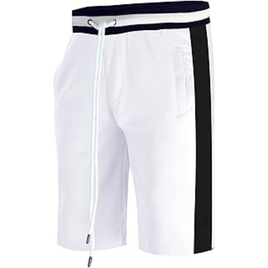 ScreenShot Men's Athletic Sportswear Track Shorts - White/Black, 2XL
