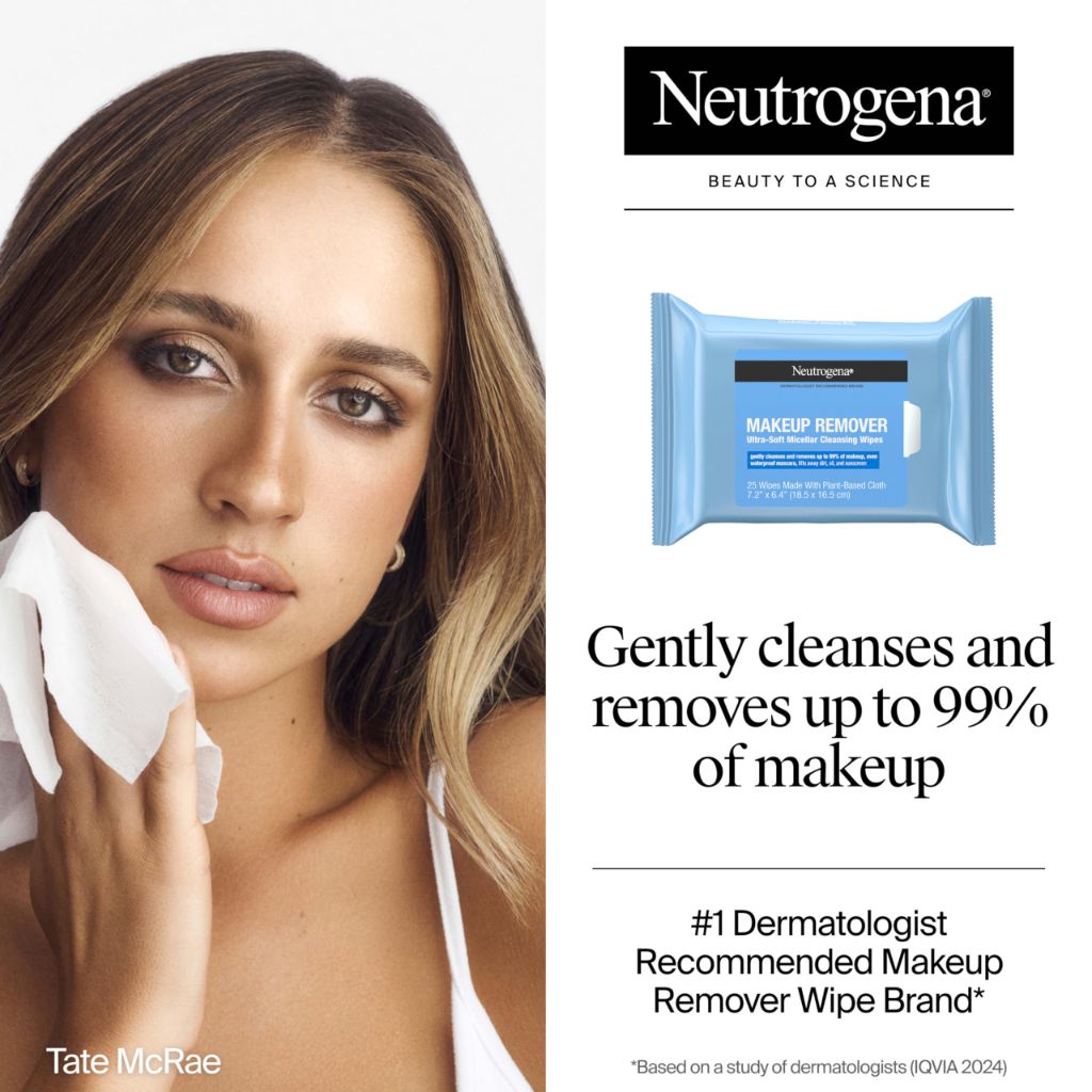 Neutrogena Makeup Remover Ultra Soft Micellar Facial Cleansing Wipes - 50ct