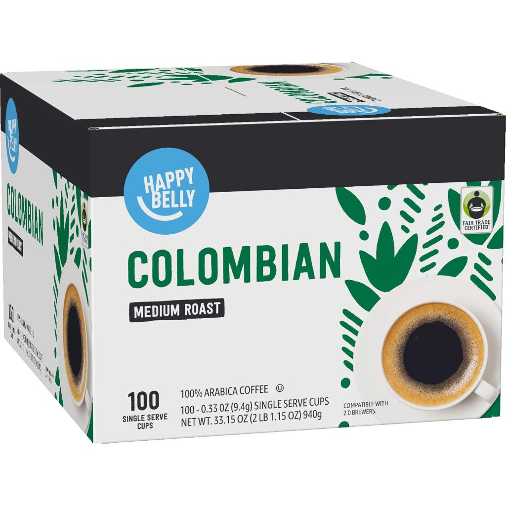 Happy Belly Colombian Medium Roast Keurig K-Cup Coffee Pods, 100 Count