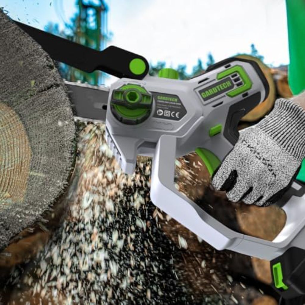 GARDTECH Mini Chainsaw Cordless 8 Inch - Portable Electric Chainsaw Cordless Battery Powered, Handheld Small Chain Saw with 2-side Security Lock [Southpaws Friendly] for Wood Cutting, Pruning Branches