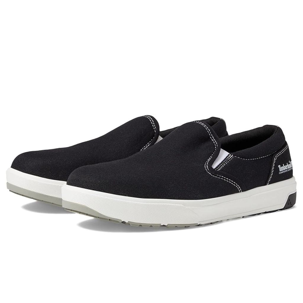 Timberland PRO Men's Berkley Slip-On Composite Safety Toe Shoes - Black/White, Size 15 (0A5MRP001)
