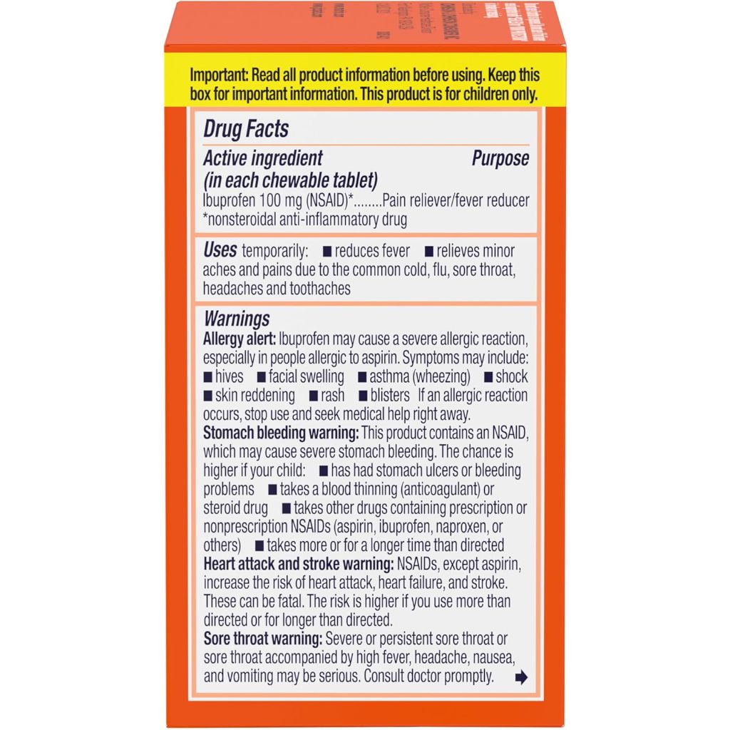Children's Motrin Dye- Free Ibuprofen Chewable Tablets, Grape, 24ct