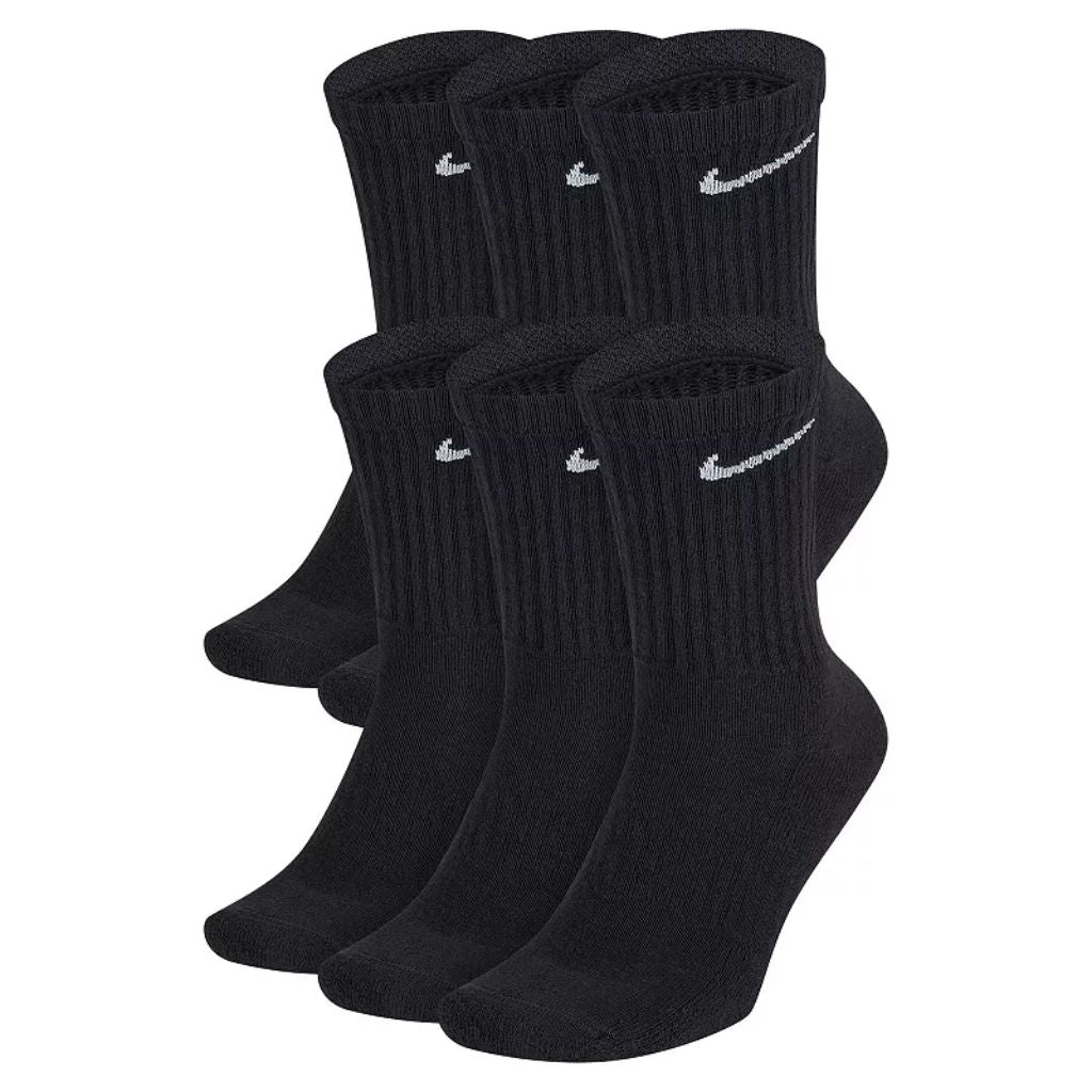 Nike Youth Everyday Cushioned Training Crew Socks - Black, 3Y-5Y (6 Pair)