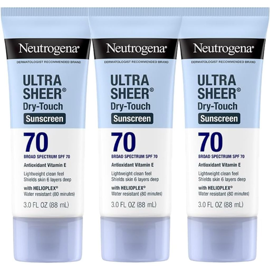 Neutrogena Ultra Sheer Dry-Touch Sunscreen For Face & Body, SPF 70 - 3 fl. oz (3 Pack)