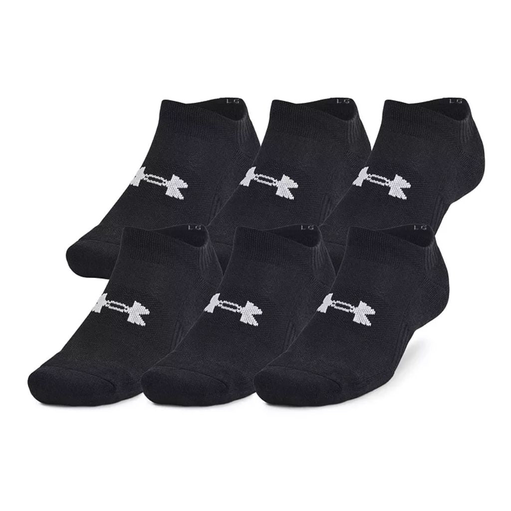 Under Armour Men's Training Cotton No Show Socks - Black, Shoe Size 9-13 (6 Pair)
