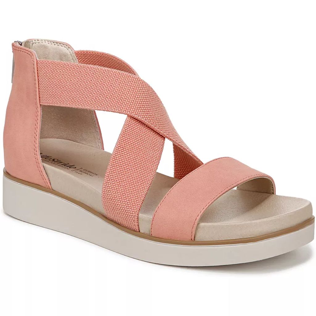 LifeStride Women's Giselle Strappy Platform Sandals - Coral Pink, Size 7.5 Wide