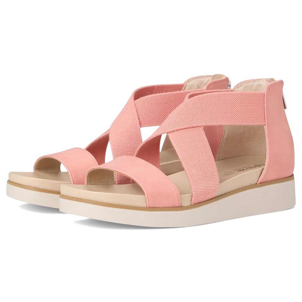 LifeStride Women's Giselle Strappy Platform Sandals - Coral Pink, Size 7.5 Wide