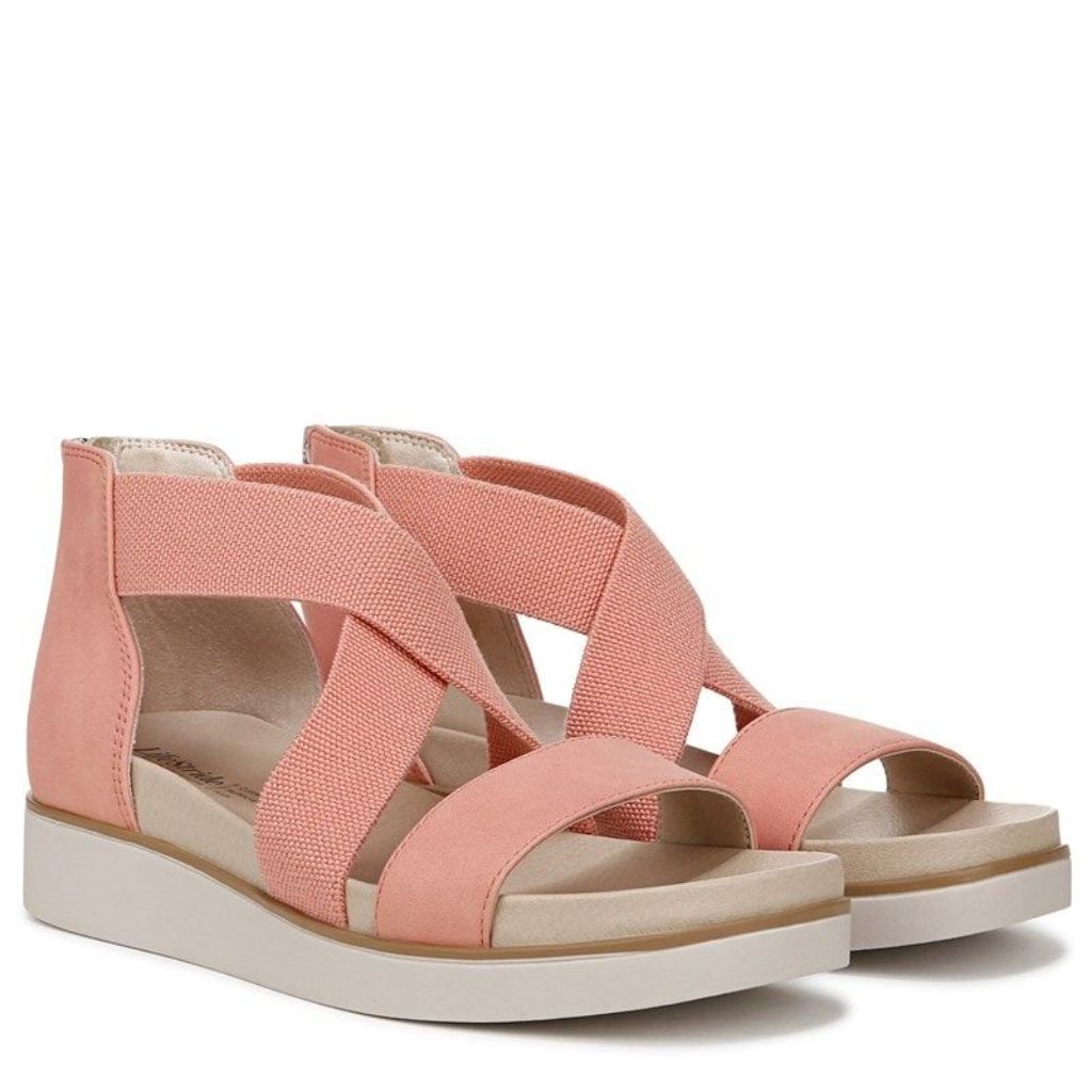 LifeStride Women's Giselle Strappy Platform Sandals - Coral Pink, Size 7.5 Wide