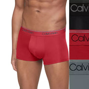 Calvin Klein Men's Microfiber Stretch Low-Rise Trunk Boxer Briefs - Red/Black/Gray, Size Medium (3 Pair)