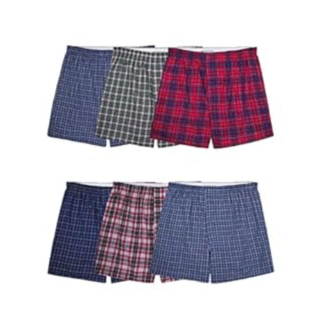 Fruit of the Loom Men's Relaxed Fit Moisture-Wicking Boxers - Assorted Colors, Size Large (6 Pair)