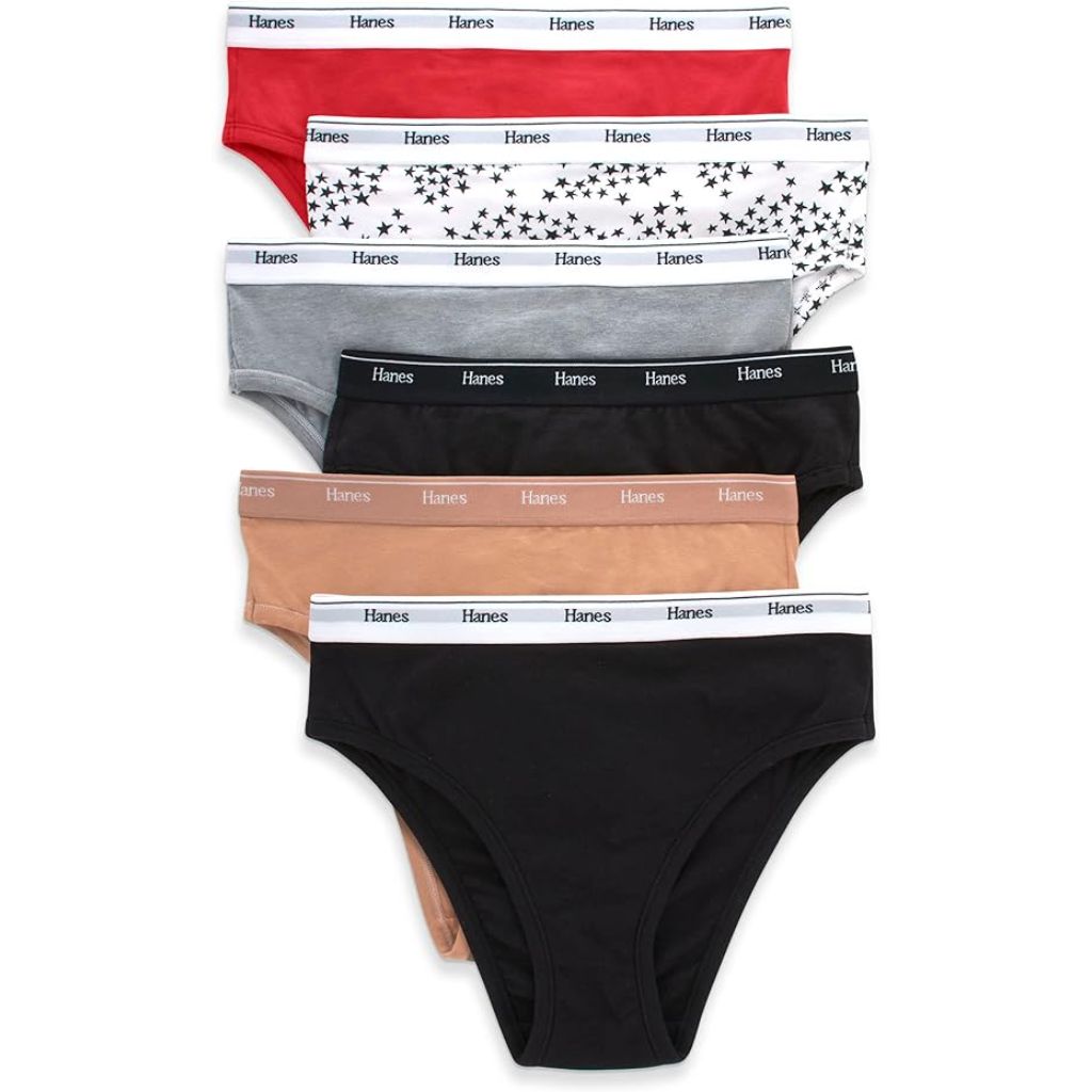 Hanes Originals Women's Breathable Stretch Cotton Hi-Cut Briefs - Assorted Colors, Size S (6 Pairs)