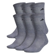 Adidas Men's Athletic Cushioned Crew Socks with Arch Compression - Heather Gray/Black, XL (6 Pair)