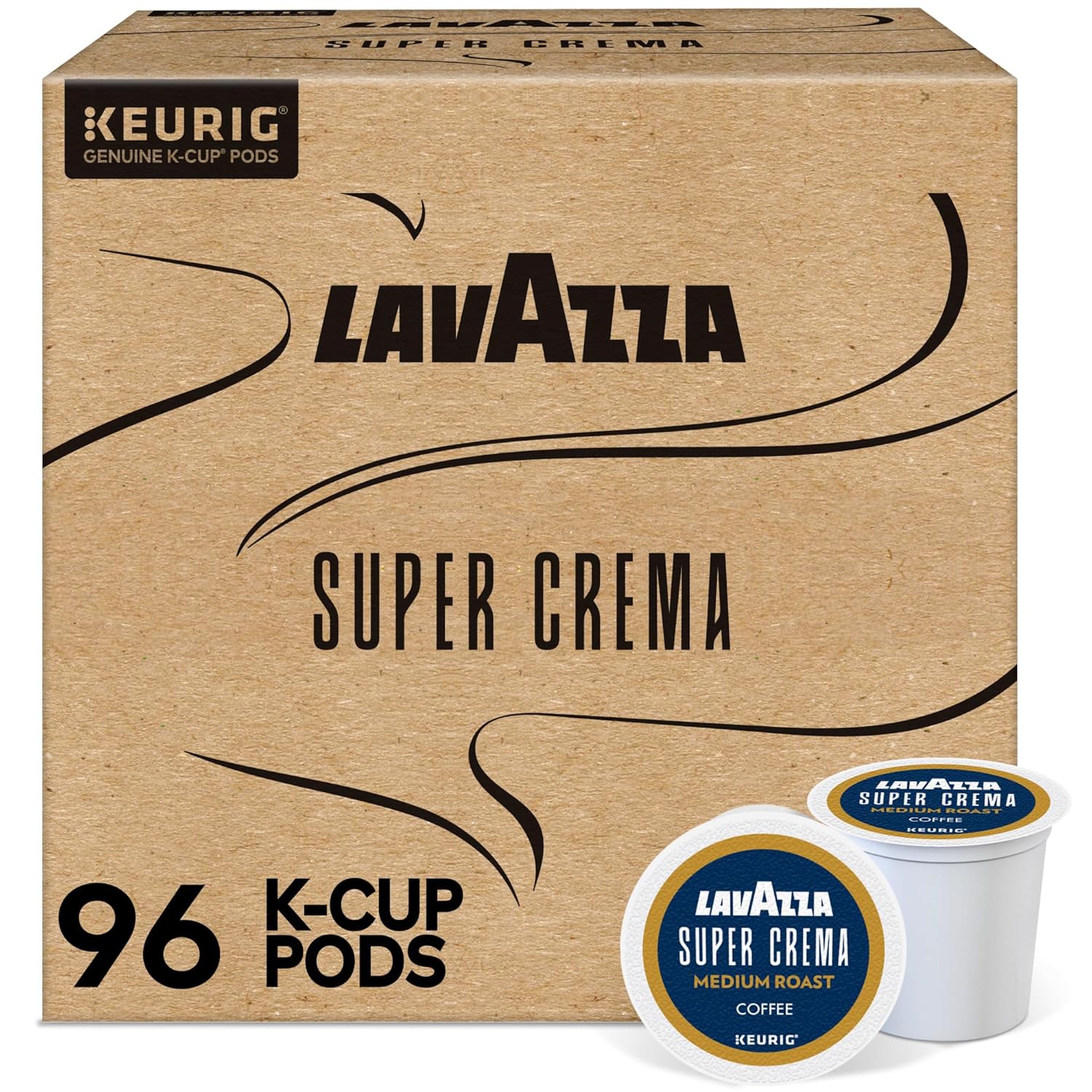 Lavazza Super Crema Medium Roast Keurig K-Cup Coffee Pods, 96ct (Bulk Packaging)