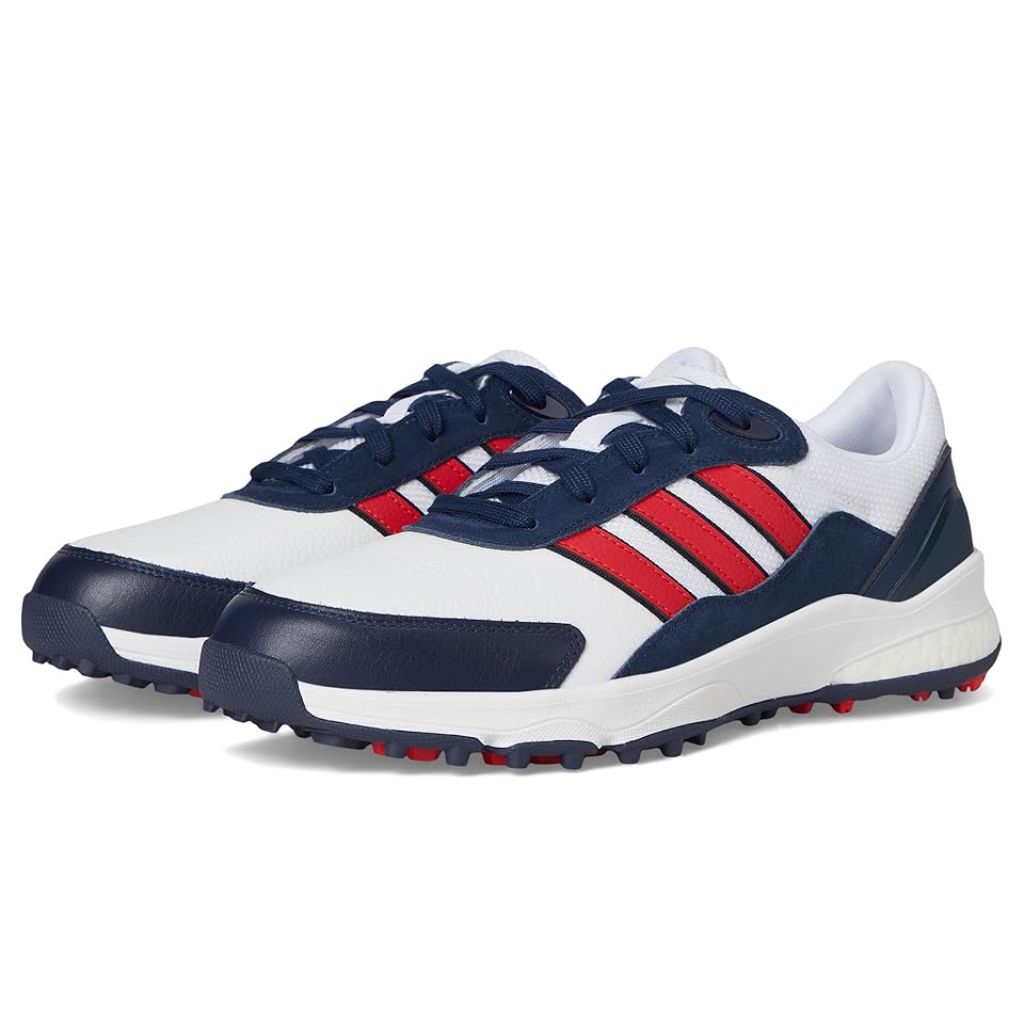 Adidas Men's SW 5540 Golf Shoes - White/Pure Ruby/Collegiate Navy, Size 7