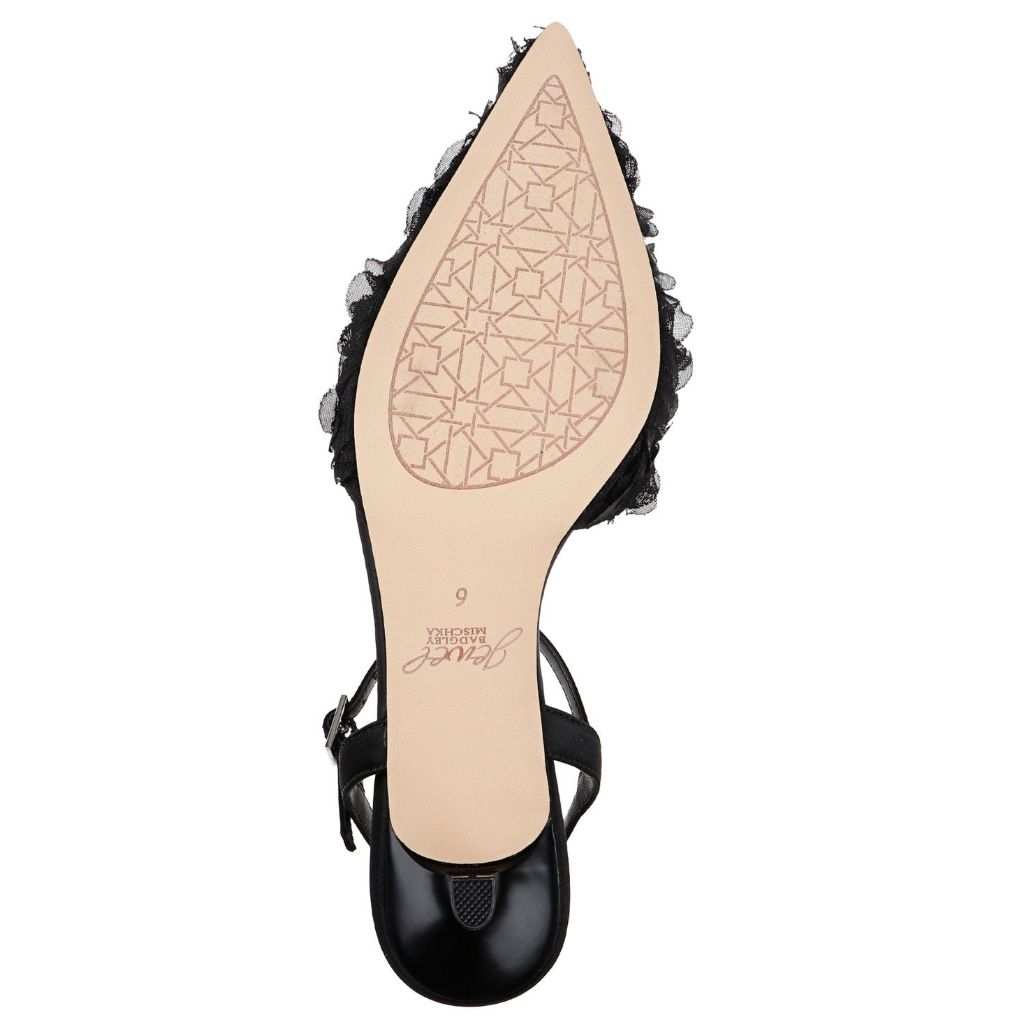 Jewel Badgley Mischka Women's Selene Kitten Heel Dress Pumps - Black Chiffon, Size 6.5