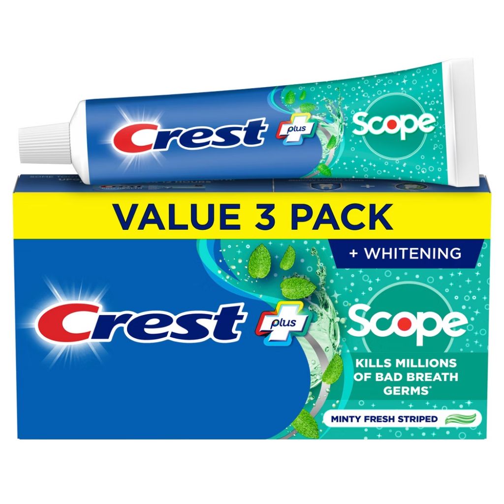 Crest + Scope Complete Whitening Toothpaste - Minty Fresh Striped, 5.4oz (3 Pack)
