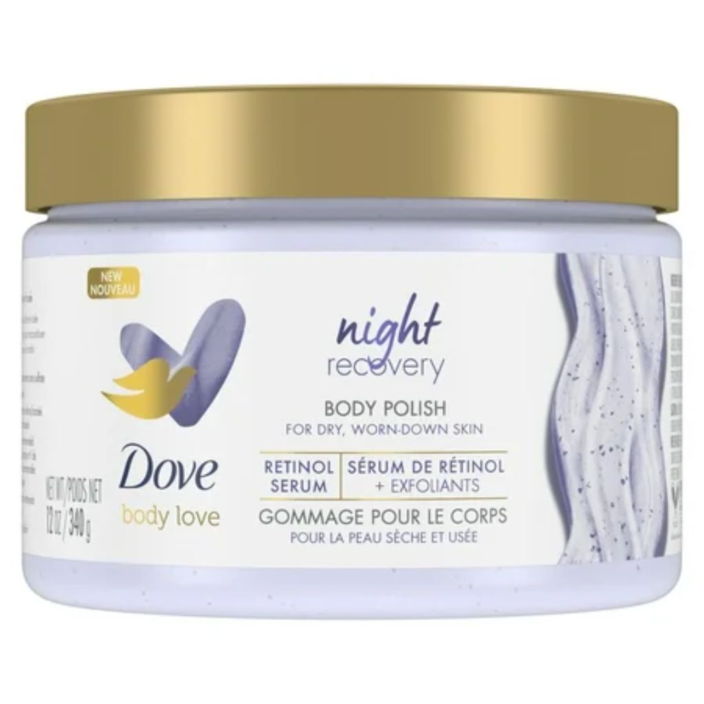 Dove Body Love Night Recovery Body Polish Scrub with Retinol and Botanical Oils - 12 oz