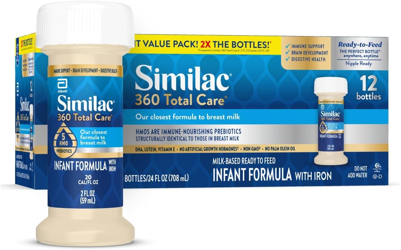 Similac 360 Total Care Ready-to-Feed Infant Formula Bottles - 2 fl. oz. (12ct.)