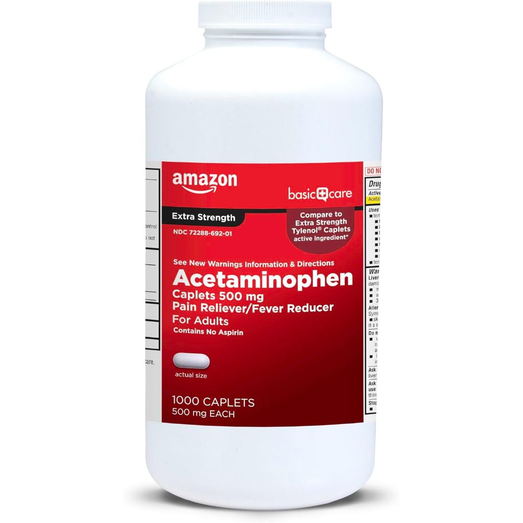 Amazon Basic Care Extra Strength Acetaminophen 500mg - 1000 Caplets