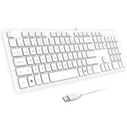 Wired USB Keyboard, Comfortable Quiet Chocolate Keys, Durable Ultra-Slim Computer Keyboard Wired(QWERTY) for PC, Windows 11/10/8/7/XP/Vista KB1430 (White, Wired Keyboard for Windows)