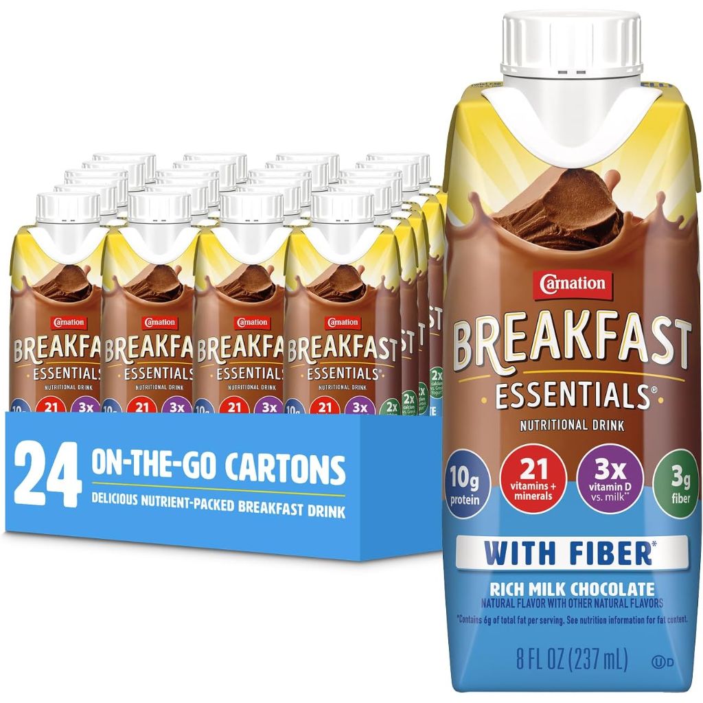 Carnation Breakfast Essentials Ready-to-Drink w/Fiber - Rich Milk Chocolate, 8 fl. oz. (24ct)