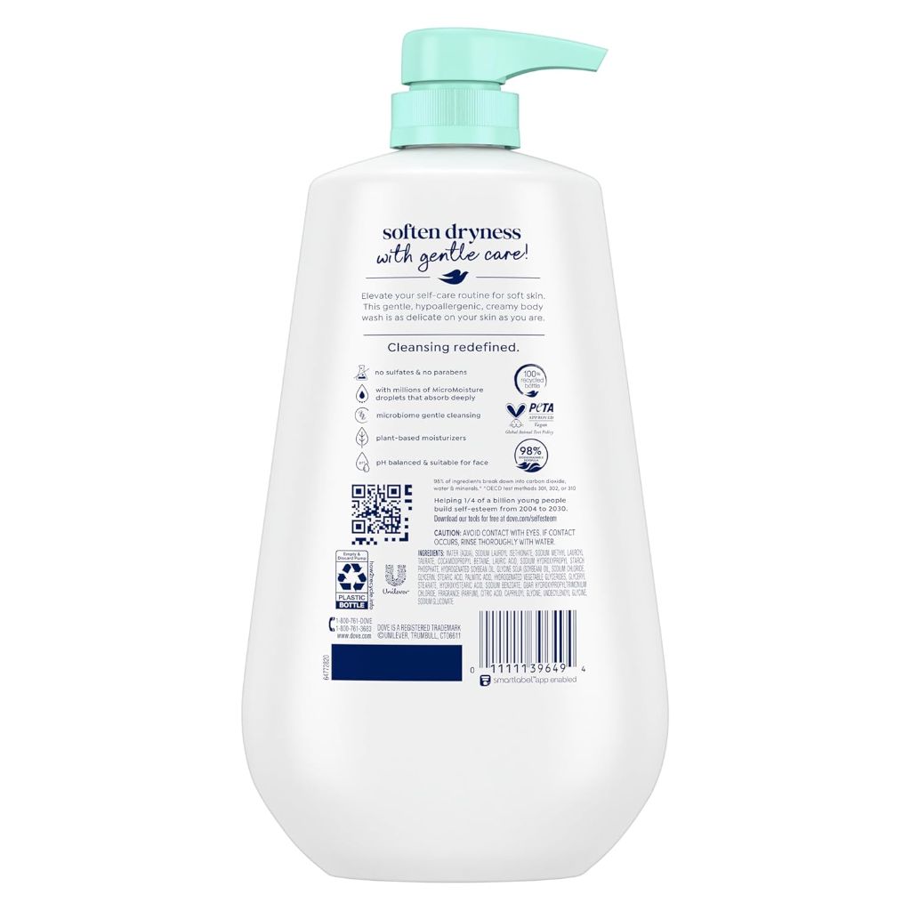 Dove Body Wash with Pump - Sensitive Hypoallergenic, 30.6 fl. oz.