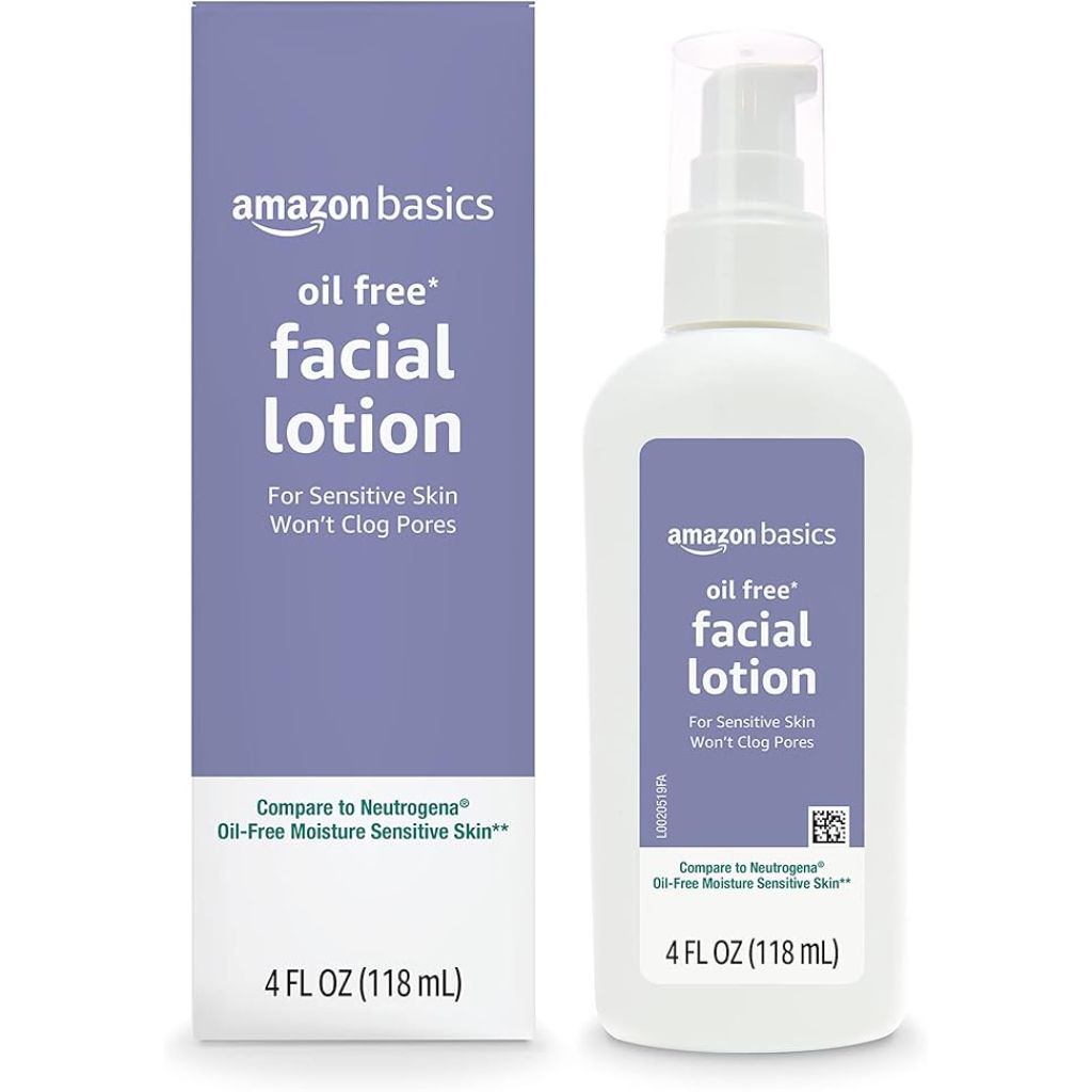 Amazon Basics Oil-Free Facial Moisturizer for Sensitive Skin, Fragrance Free, Non-Comedogenic - 4 fl. oz.