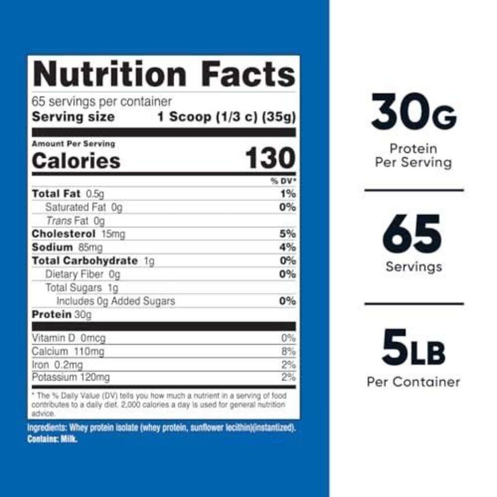 Nutricost Whey Protein Isolate Powder - Unflavored, 5lbs.