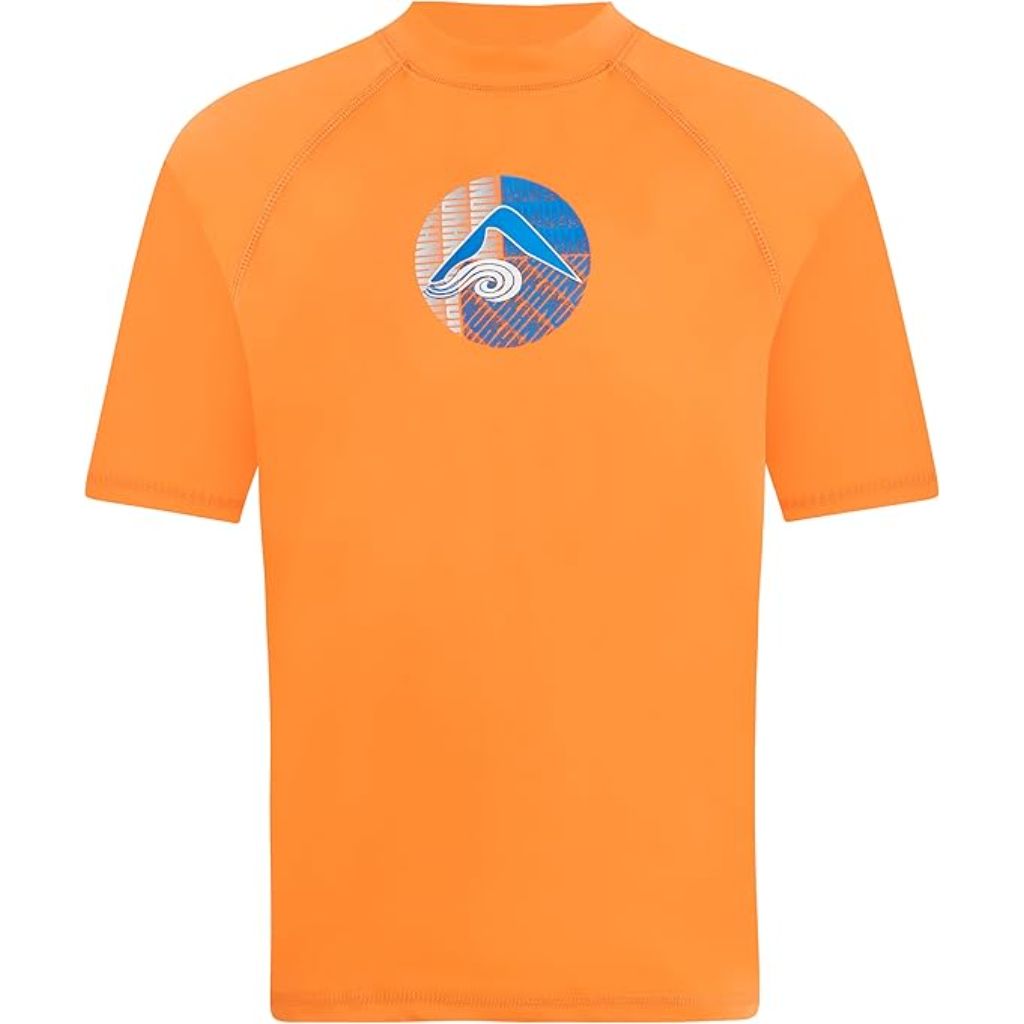 Kanu Surf Boys Haywire UPF 50+ Sun Protective Rashguard Swim Shirt - Explore Orange, Size 14/16