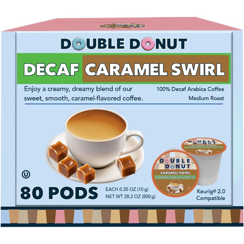 Double Donut Caramel Swirl Medium Roast Decaf Keurig K-Cup Coffee Pods - 80ct.