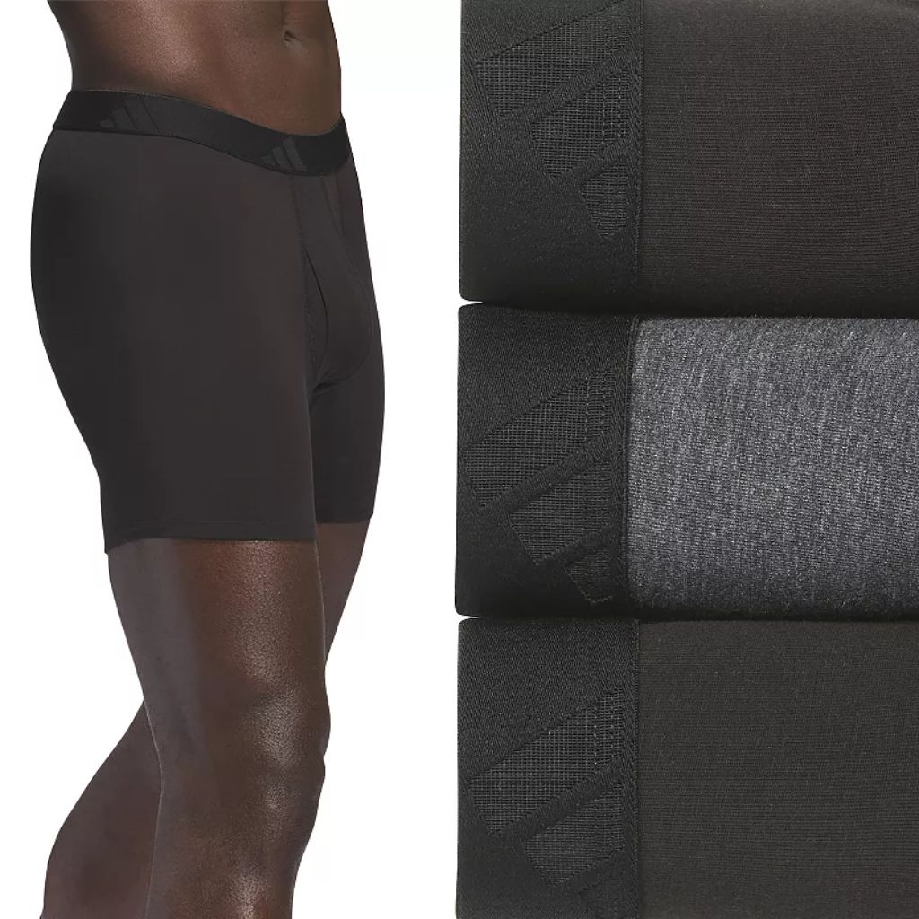 adidas Men's Luxe Comfort Boxer Briefs - Black, Medium (3 Pair)