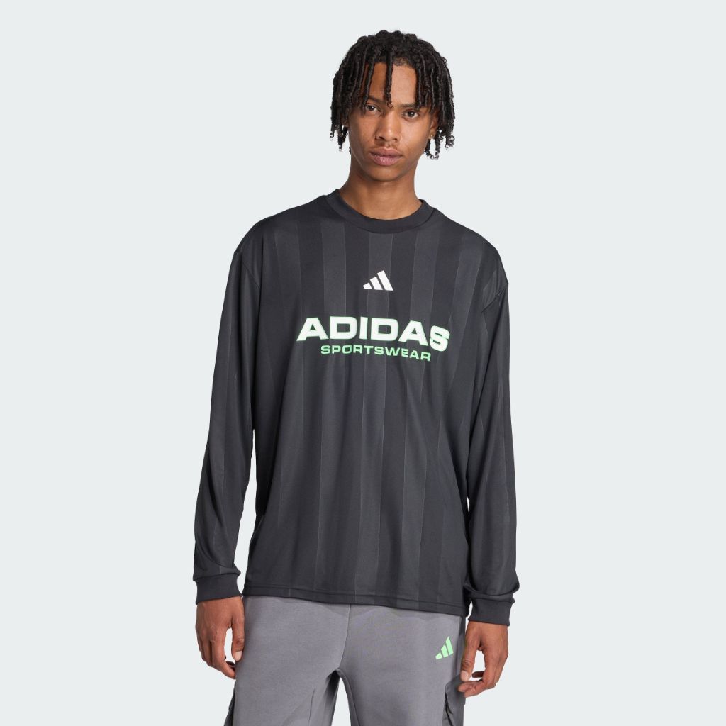 adidas Men's Long Sleeve Jacquard Jersey - Gray, Size L