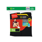 Hanes Double Tough Men's Ankle Socks, Shoe Sizes 6-12, 12-Pairs Black6-12