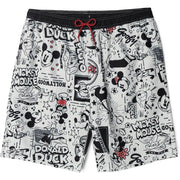 Men's Disney Mickey Mouse Swim Trunks - Black/White, Small