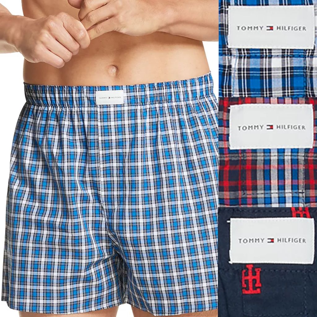 Tommy Hilfiger Men's Classic Printed Cotton Poplin Boxers - Assorted Colors, XL (3 Pair)