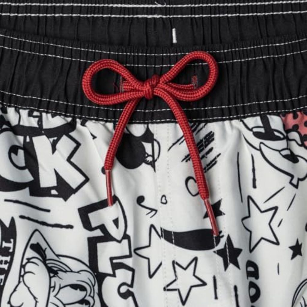 Men's Disney Mickey Mouse Swim Trunks - Black/White, Medium