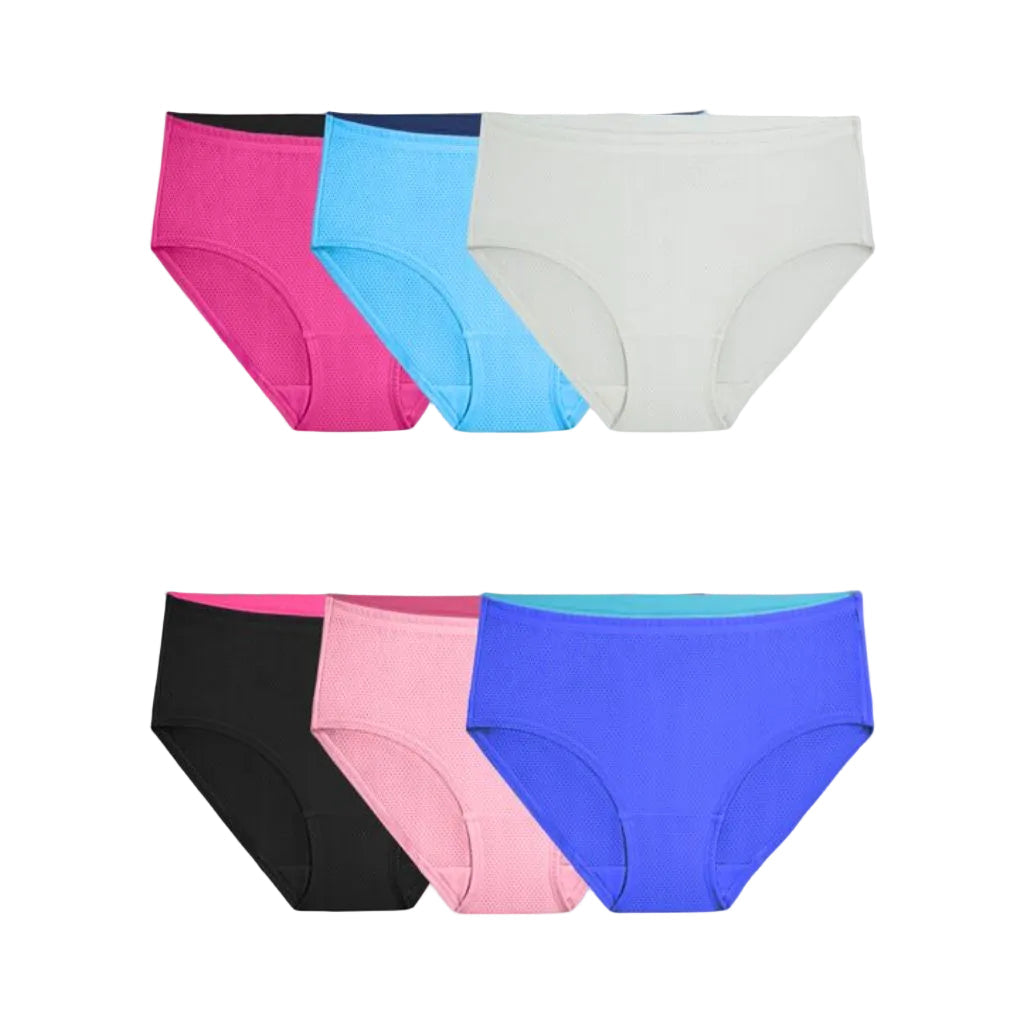 Fruit of the Loom Women's Breathable Micro-Mesh Low-Rise Briefs - Assorted Colors, Size 8/XL (6 Pairs)