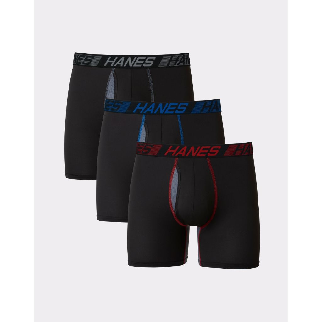 Hanes Men's X-Temp Total Support Pouch Boxer Briefs - Black, Size Large (3 Pair)