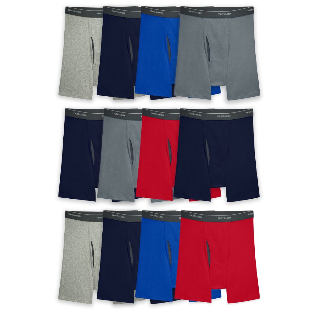 Fruit of The Loom Men's Coolzone Boxer Briefs - Assorted Colors, Size Large (12 Pairs)