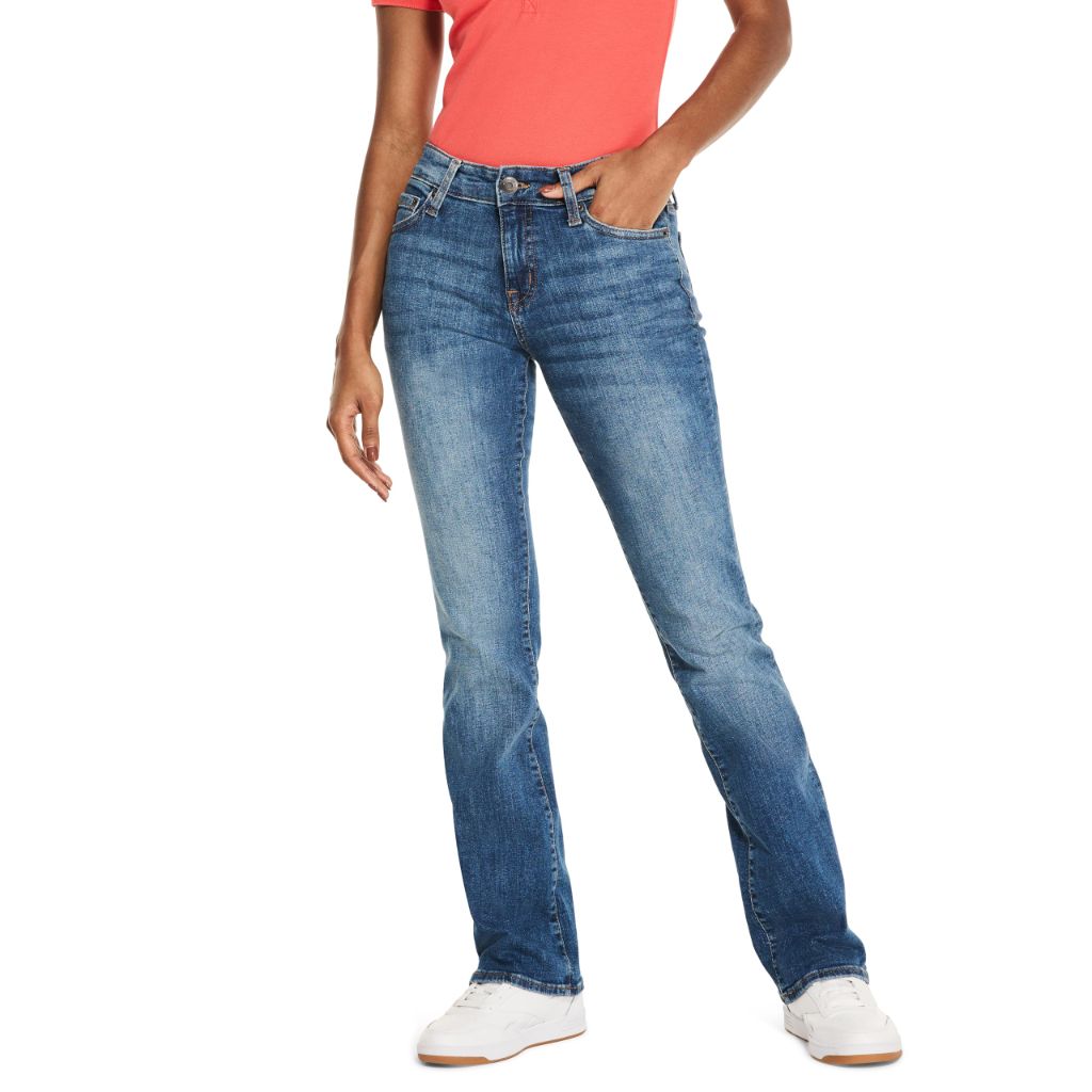 Aero Women's Mid Rise Stretch Bootcut Jean - Medium Wash, Size 8 Short