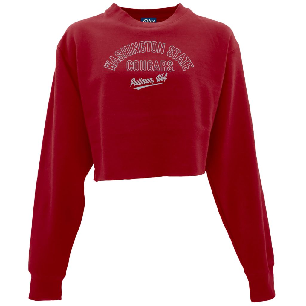 Blue 84 Women's Crop Crewneck Sweatshirt - Washington State Cougars, Red (Large)