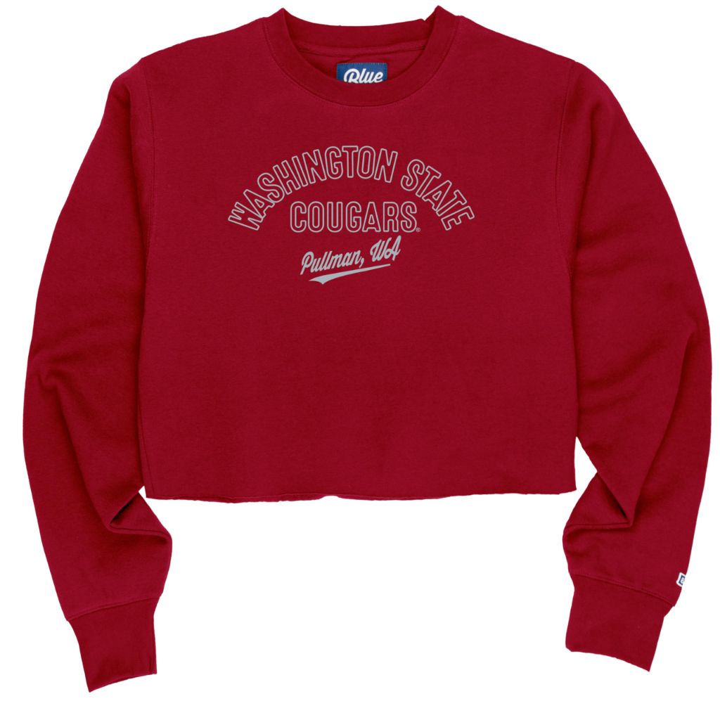 Blue 84 Women's Crop Crewneck Sweatshirt - Washington State Cougars, Red (Large)