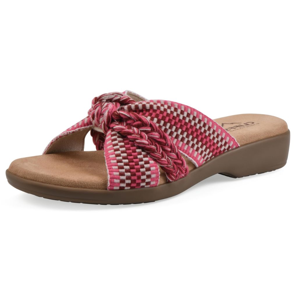 Cliffs By White Mountain Women's Blinding Woven Slide Sandal - Fuschia/Multi/Fabric, Size 9.5