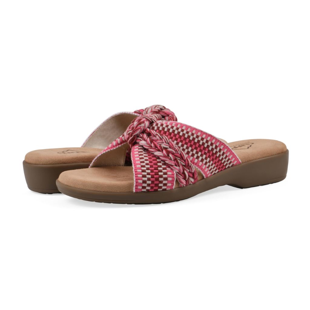 Cliffs By White Mountain Women's Blinding Woven Slide Sandal - Fuschia/Multi/Fabric, Size 9.5
