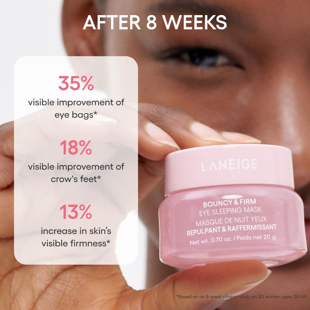 LANEIGE Plump & Hydrate Trio: Bouncy & Firm Travel-Sized Skincare Set with Eye, Face, & Lip Sleeping Masks for Glowing, Firm, & Hydrated Skin