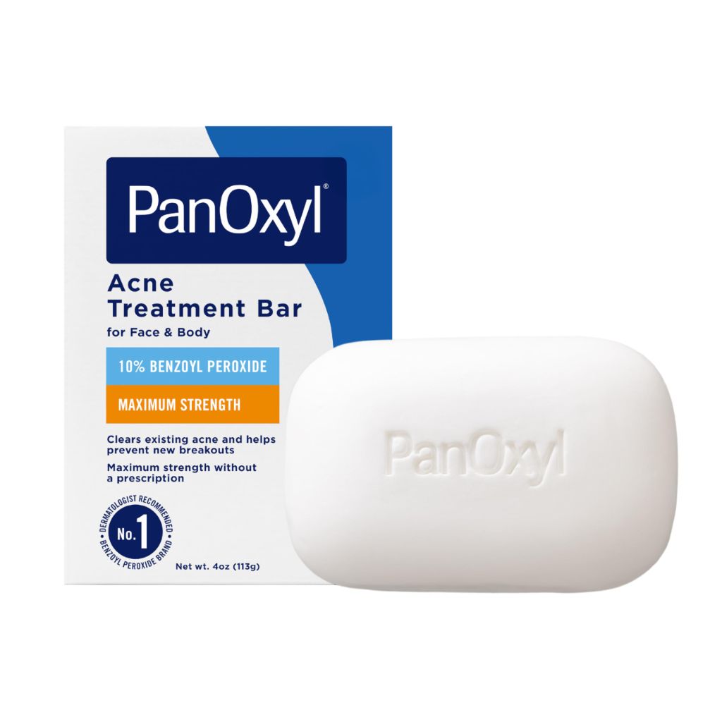PanOxyl Acne Treatment Bar with 10% Benzoyl Peroxide, Maximum Strength Bar Soap 4 oz