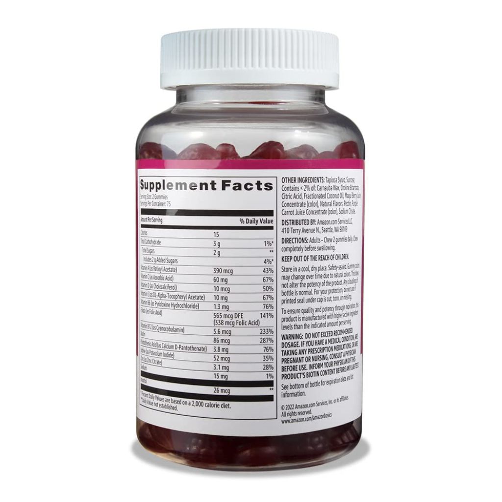 Amazon Basics Adult Multivitamin Gummies - Mixed Berry & Cherry, 150 Count
